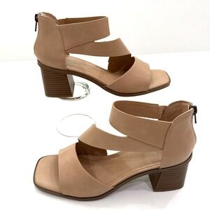 Frye & Co Chunky Heel Sandal Shoe Women US 10 EU 40.5 Roxy Tan Block Ankle Strap